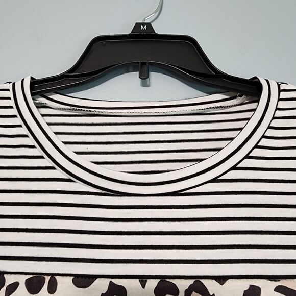Leopard Print Striped Short Sleeve - Picture 12 of 12